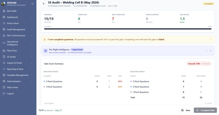 5S Assessment — Start informed by what came before. HIVE360 5S