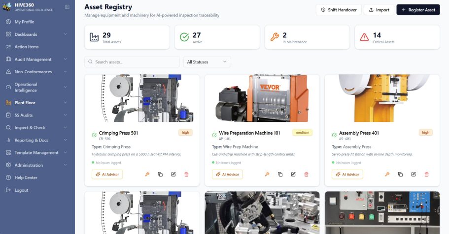 Asset Registry — Connect equipment to operational history HIVE360