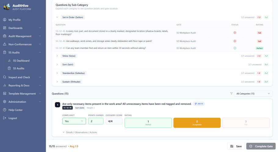 5S Assessment Audit 5S Assessment Audit